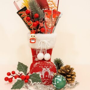 Gin Thye Sweet Delight Hamper in a red Santa boot filled with chocolates and nuts