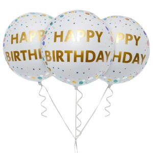 Gin Thye Happy Birthday round foil balloon with colourful festive print for birthday gifts and decorations