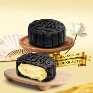 Snowskin Durian Red Prawn Mooncake (Charcoal Black) 4 pcs/ box